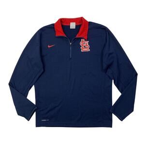 St. Louis Cardinals Sweatshirt Mens Medium Navy Therma Fit 1/4 Zip Pullover Nike